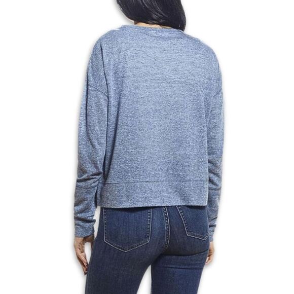 Weatherproof Vintage Texture Melange Sweater Long Sleeve Side Pockets Blue M NWT - Picture 5 of 11